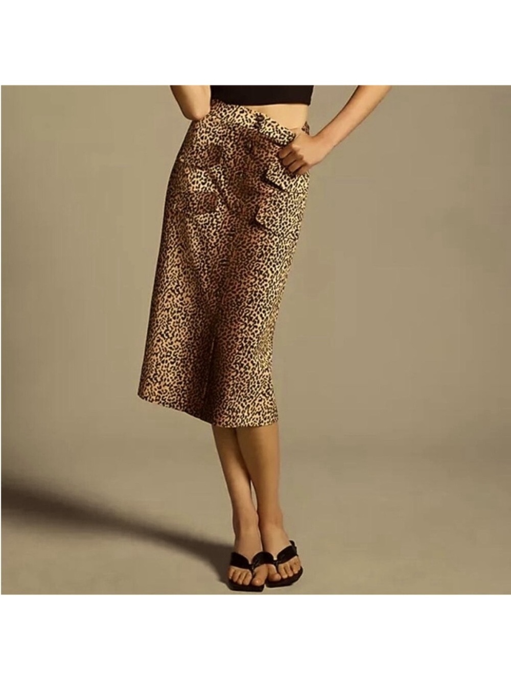 Anthropologie Mare Mare Leopard Print Midi Skirt - Brown
